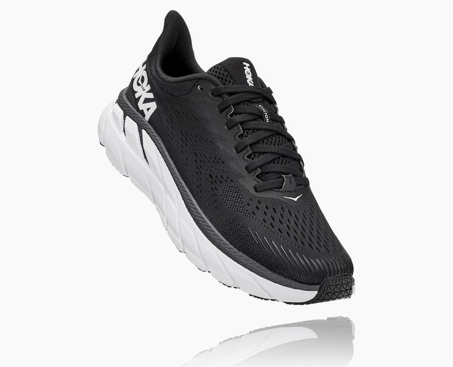 Tenis Hoka One One Mujer Negros/Blancos - Clifton 7 - OCVU69528